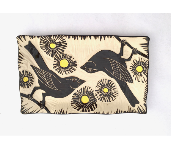 "Birds with Yellow Centered Flowers”  by Julia Janeway